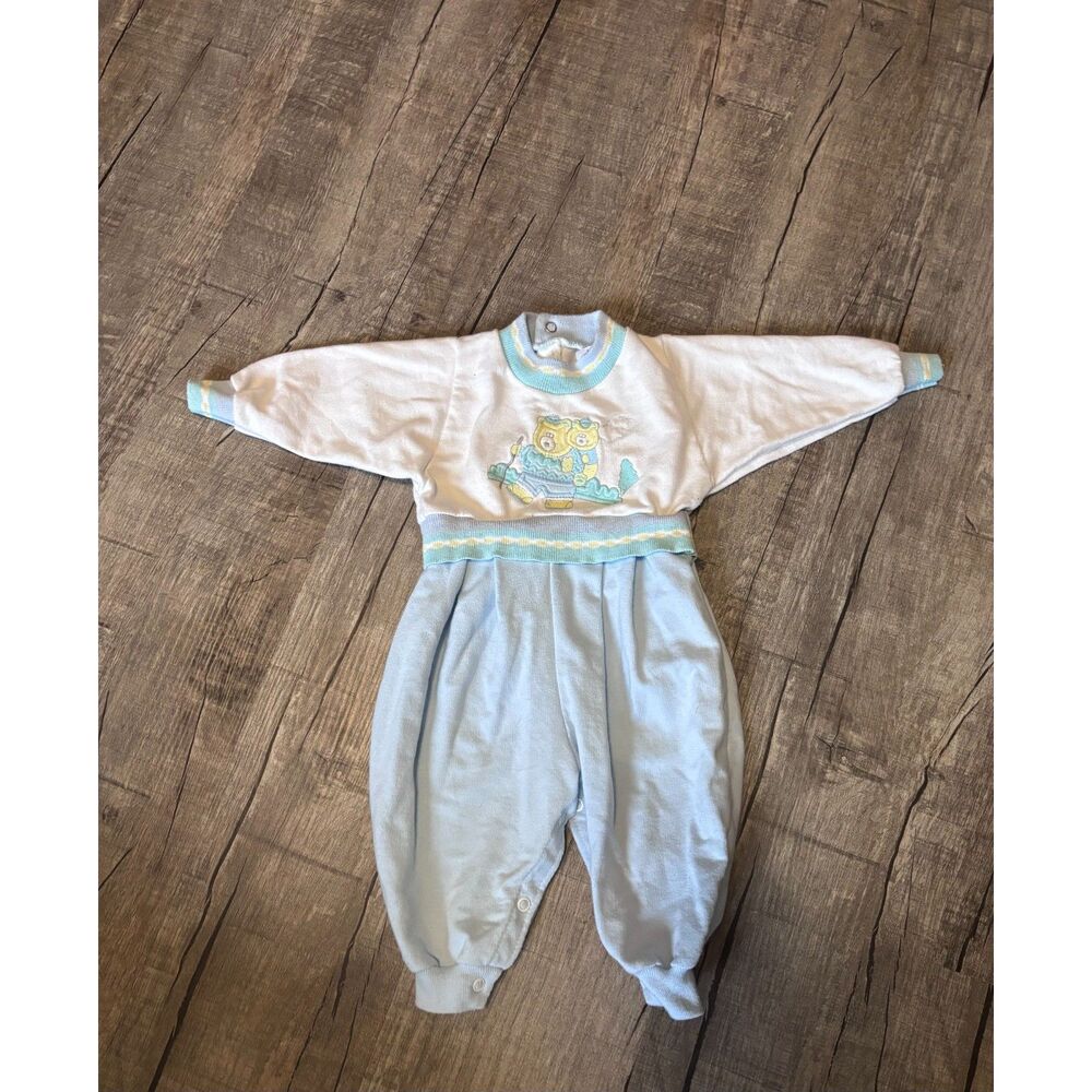 Vintage Y2K Buster Brown Baby Outfit Blue Owl One Piece Footed 6-9 Months